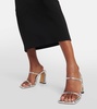 Square Slide metallic leather sandals