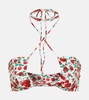 Floral-printed halterneck bikini top