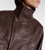 Leather bomber jacket