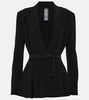 Belted peplum-hem jersey blazer