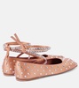 Ane crystal-embellished satin ballet flats