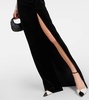 Bow-detail satin and velvet maxi dress