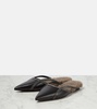 Shearling-trimmed leather slippers