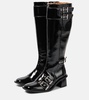 Feminine faux leather knee-high boots