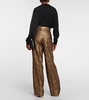 High-rise tweed straight pants