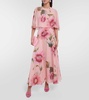 Caped floral silk georgette gown