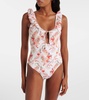 Ruffled paisley swimsuit