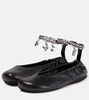 Charm leather ballet flats