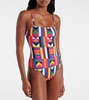 Colors geometric-print swimsuit