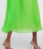 Pleated feather-trimmed chiffon gown