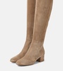 Rolling suede over-the-knee boots