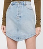 Asymmetric denim miniskirt