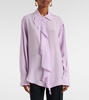 Ruffled asymmetric silk blouse