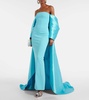 Kyla caped twill and crêpe gown