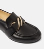 Monogram leather loafer pumps