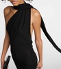 Scarf-detail open-back jersey minidress