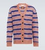 Striped brushed mohair-blend cardigan