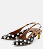 Polka-dot patent leather slingback pumps 