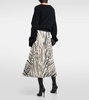 Printed plissé midi skirt