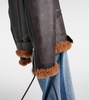 Faux shearling-trimmed biker jacket