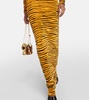 Tiger-print velvet maxi dress