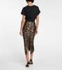 High-rise leopard-print midi skirt