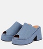 Platform denim mules