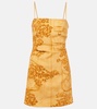 Orange Trompe L'oeil Print Strap Dress