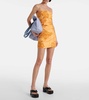 Orange Trompe L'oeil Print Strap Dress