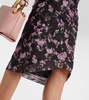 Floral ruched mesh midi skirt