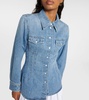 Blue Corset-Style Denim Shirt