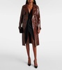 Croc-effect leather trench coat