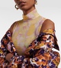 Printed mockneck silk top