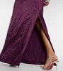 Embellished crinkled satin gown