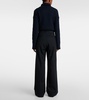 Pinstripe wool-blend wide-leg pants