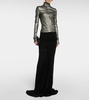 Metallic leather and cotton jacket 