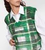 Distressed checked mohair-blend sweater vest