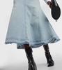 High-rise denim midi skirt