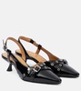 Eyelets faux leather slingback pumps