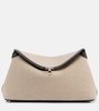 T-Lock leather-trimmed canvas clutch