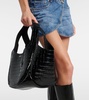 Croco leather bucket bag