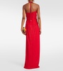 Samantha floral-appliqué ruched gown