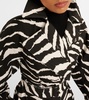 Zebra-print denim trench coat