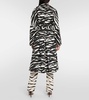 Zebra-print denim trench coat