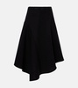 Pleated asymmetric midi skirt