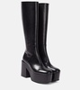 Leather platform knee-high boots