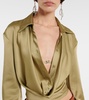 Cropped satin shirt