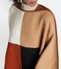 Colorblocked wool-blend cape