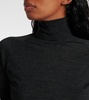 Draped wool turtleneck bodysuit