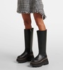 Leather platform knee-high boots